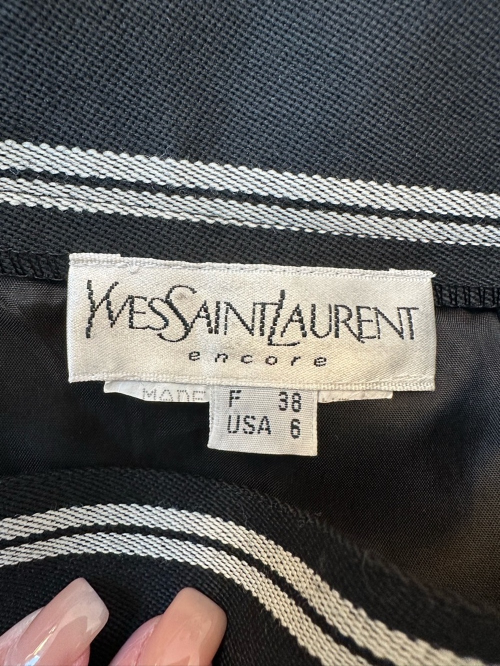 Vintage Yves Saint Laurent 80’s Chic Stripe Timeless Classic Pencil Skirt Size 6 - Picture 9 of 11